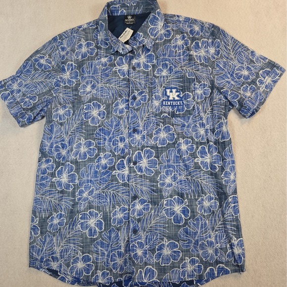 Top of the World Other - Kentucky Wildcats Hawaiian Shirt Mens L Blue Floral Top Of The World NCAA NWT
